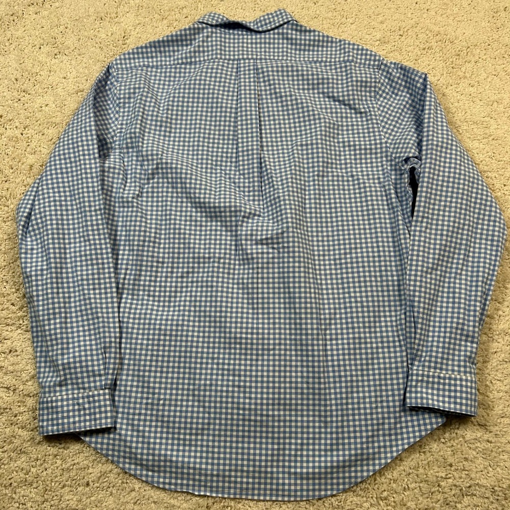 Ralph Lauren Button Down Shirt XXL Blue Gingham Slim Fit Stretch Oxford - Picture 8 of 8
